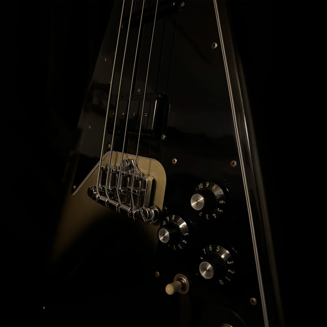 1981 Gibson Flying V Bass in a rare Silverburst, part of the Bass Vault collection